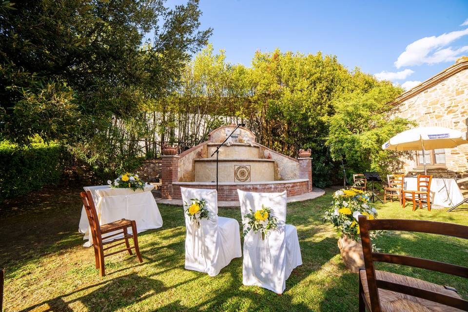 Giardino dell'Agriturismo Piancardato allestito per un evento