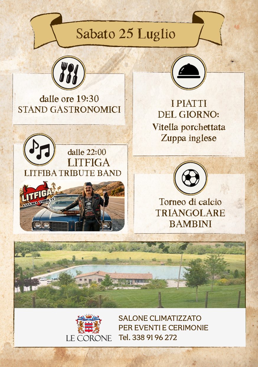 Locandina della serata di sabato 25 luglio