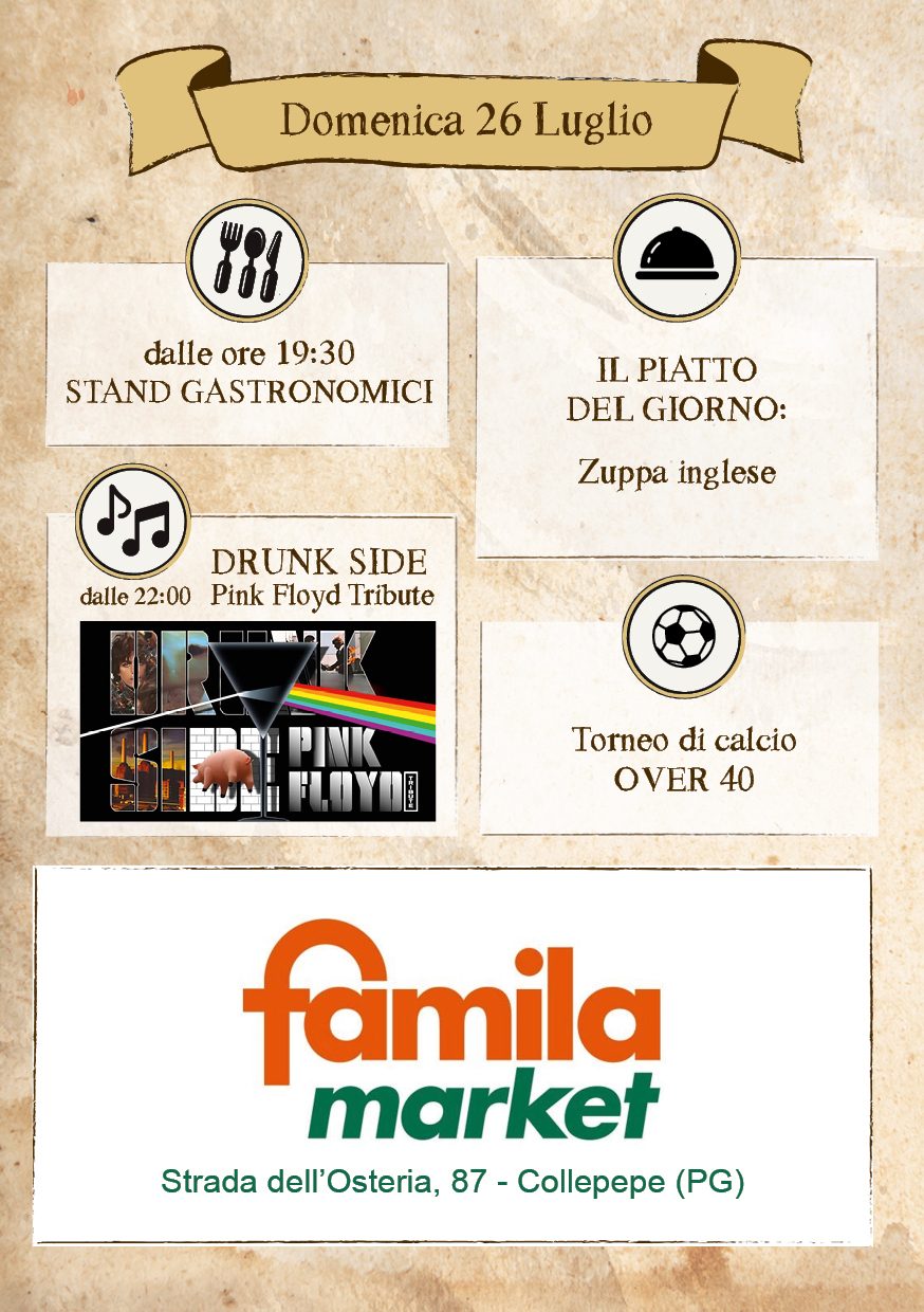Locandina della serata di domenica 26 luglio